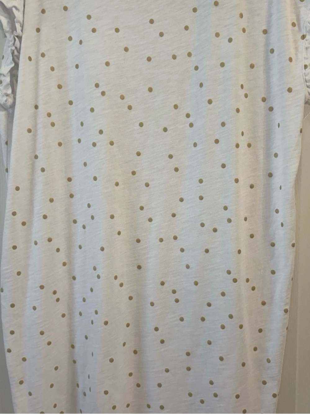 Boden Jersey Knit Polka Dot Gold White Dress Ruffle Short Sleeve Size 12R - Picture 5 of 7